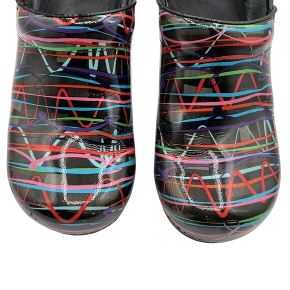 Dansko Womens 11.5 Professional Retro Streamer Patent Leather Clogs Comfort Shoe - Picture 7 of 16